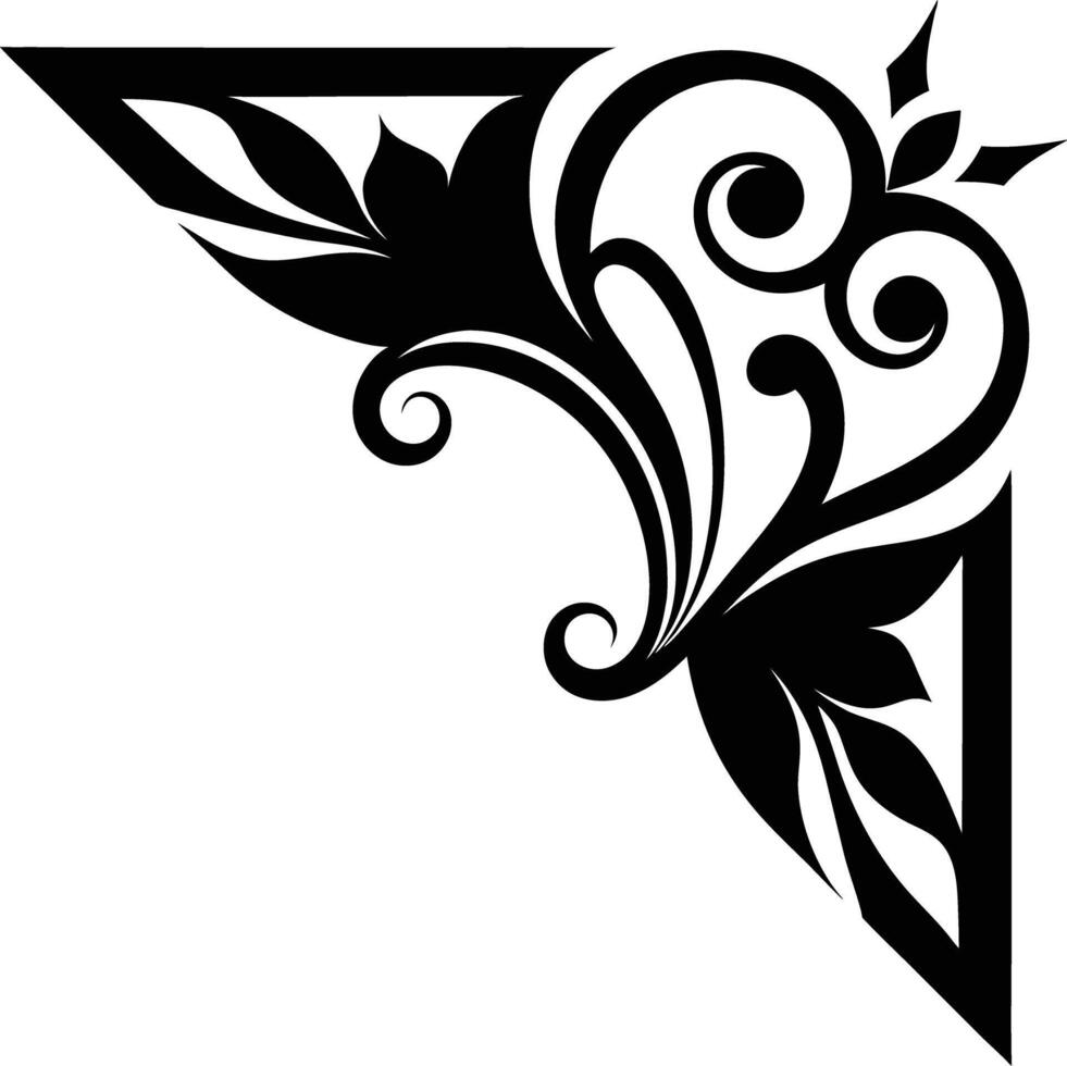 Abstract ornament Corner black and white illustration vector