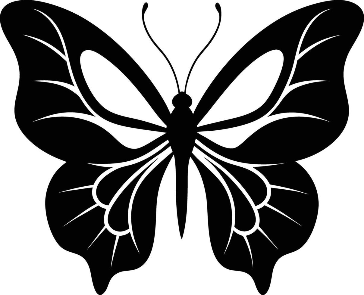 decorative butterfly illustration black and white vector