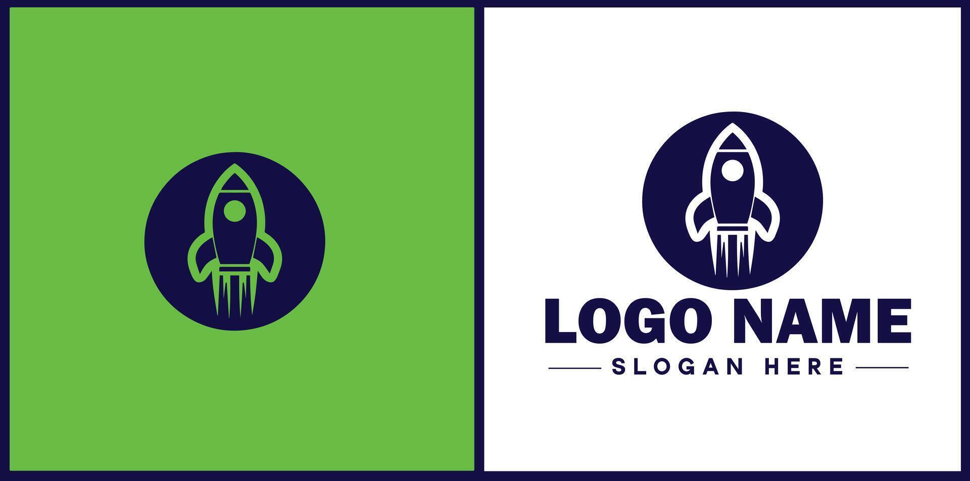 Rocket fast space flying logo icon for business brand app icon rocket logo template vector
