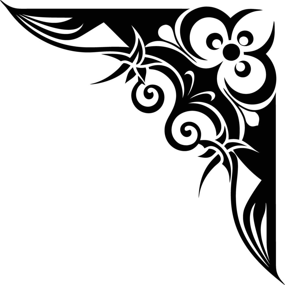 Abstract ornament Corner black and white illustration vector