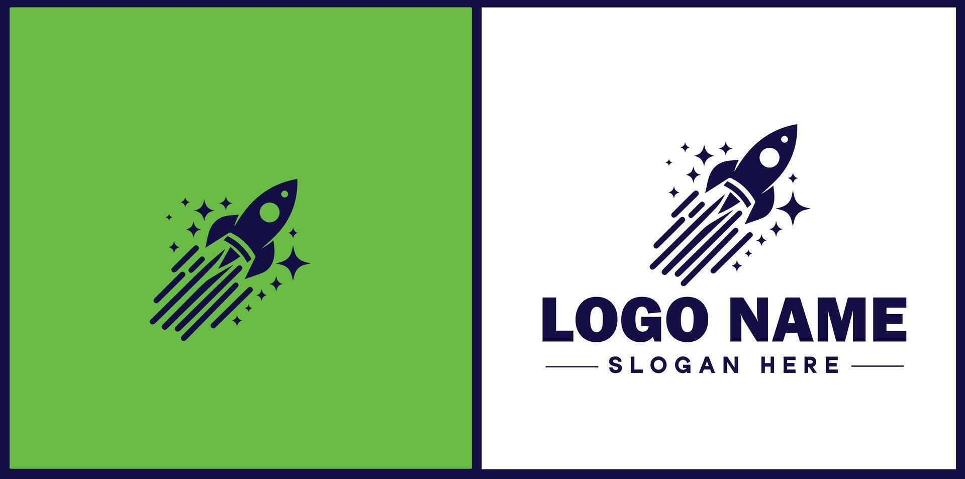 Rocket fast space flying logo icon for business brand app icon rocket logo template vector