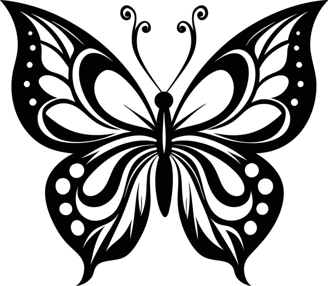 decorative butterfly illustration black and white vector