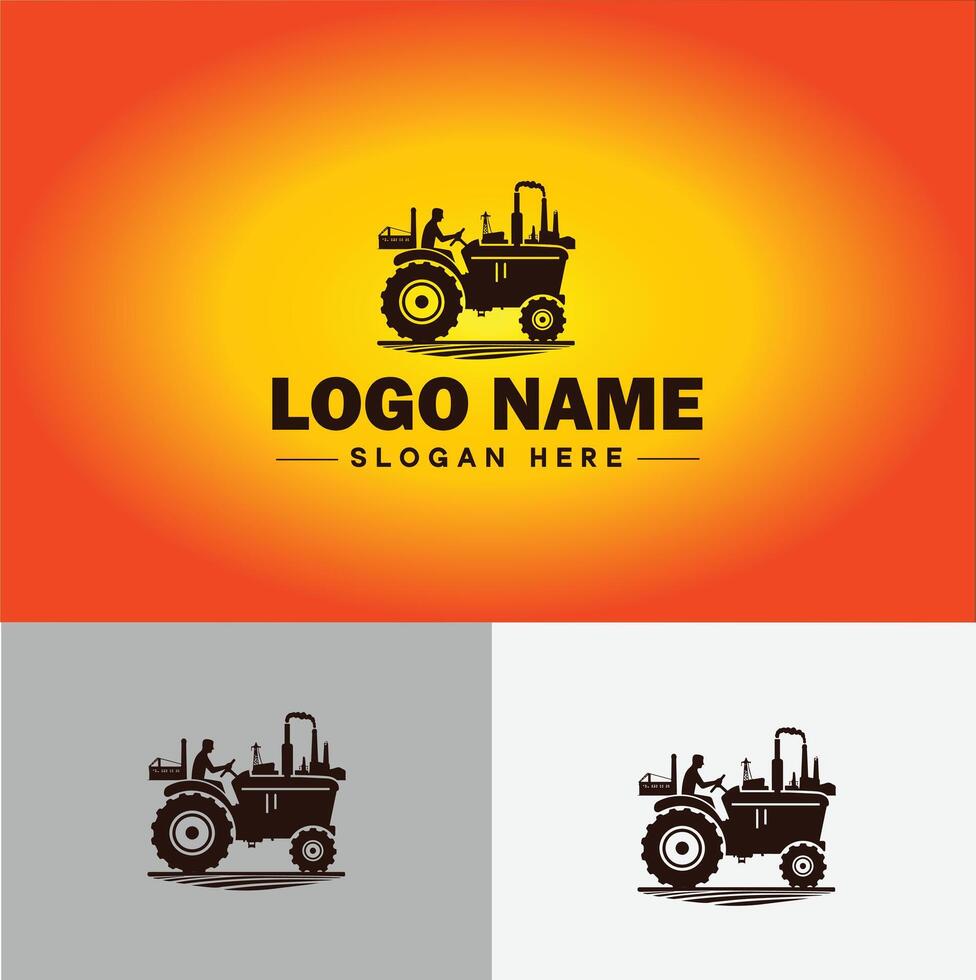 Tractor farm agriculture logo icon for business brand app icon farm industries machinery Tractor logo template vector
