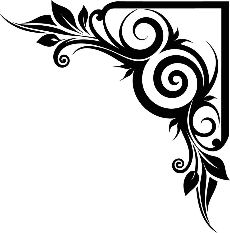 Abstract ornament Corner black and white illustration vector