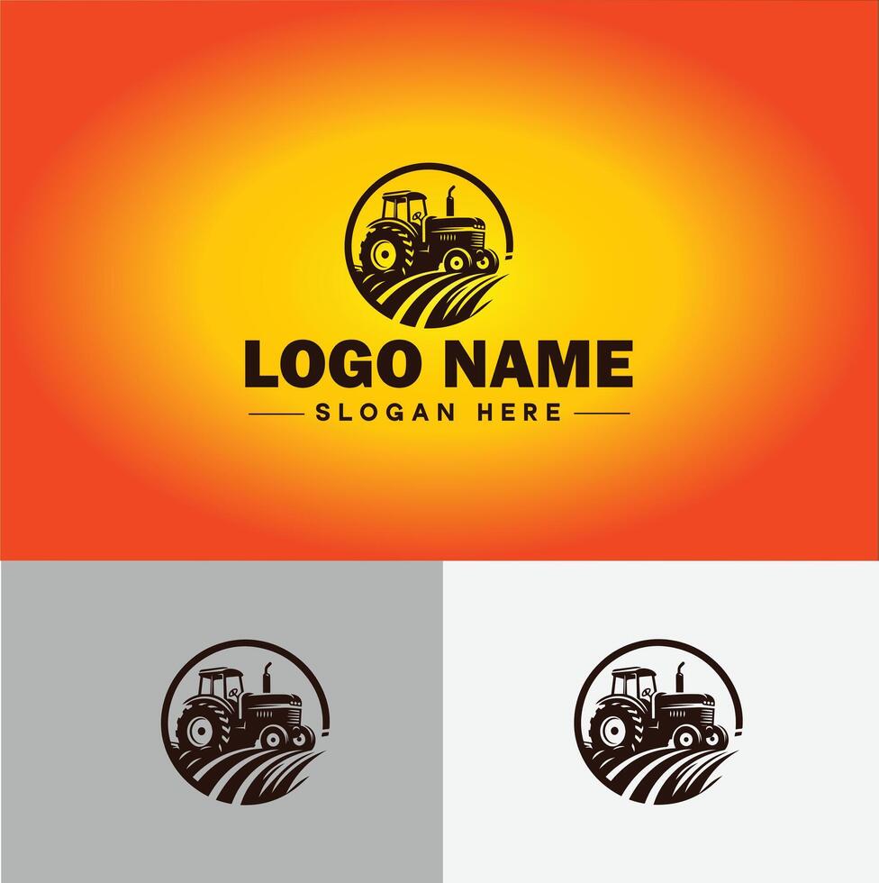 Tractor farm agriculture logo icon for business brand app icon farm industries machinery Tractor logo template vector
