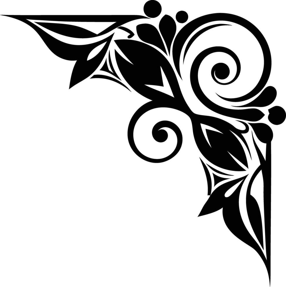 Abstract ornament Corner black and white illustration vector