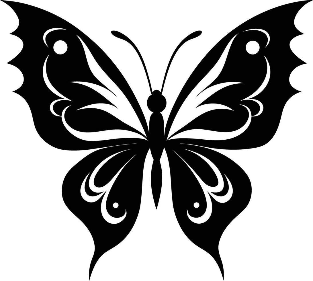 decorative butterfly illustration black and white vector