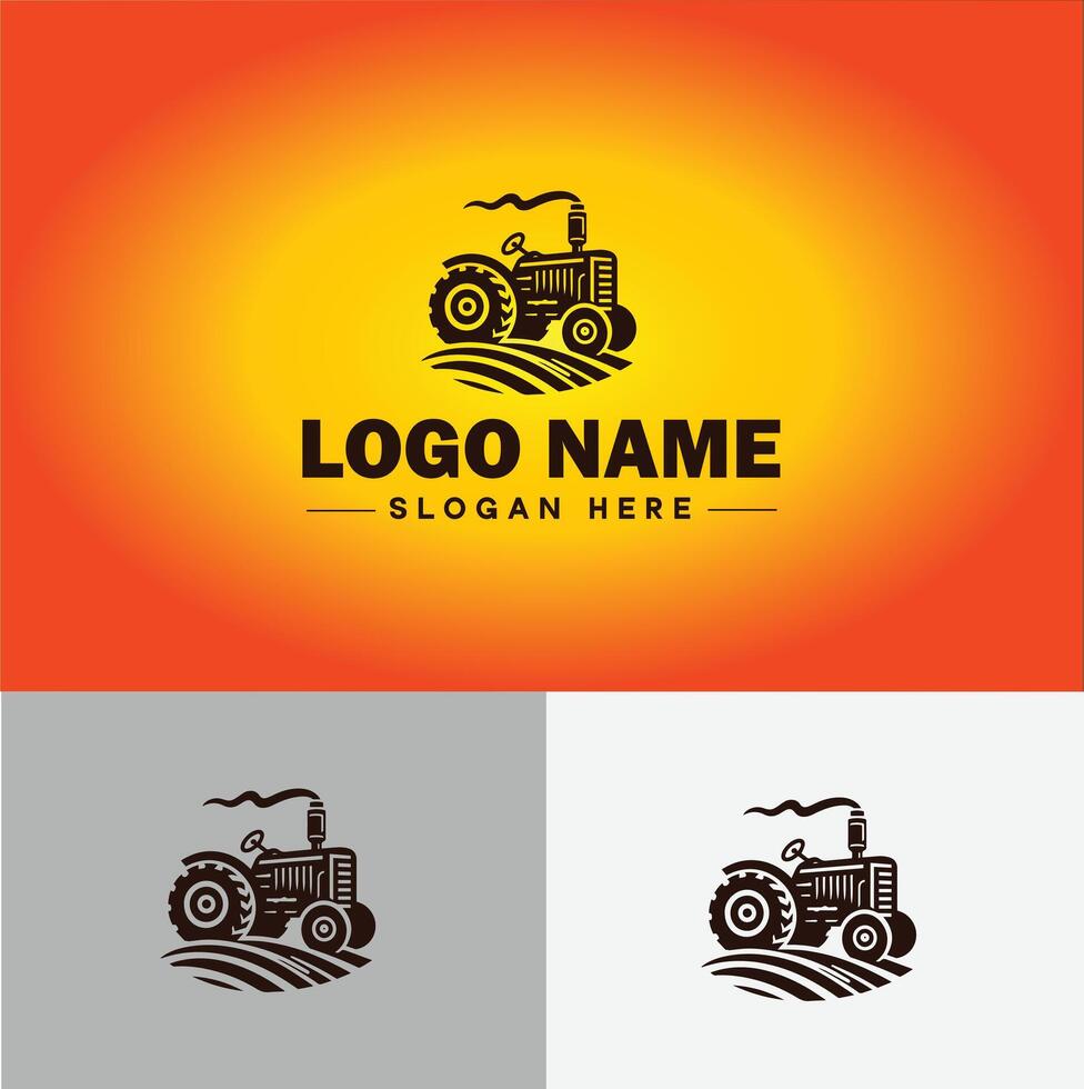 Tractor farm agriculture logo icon for business brand app icon farm industries machinery Tractor logo template vector
