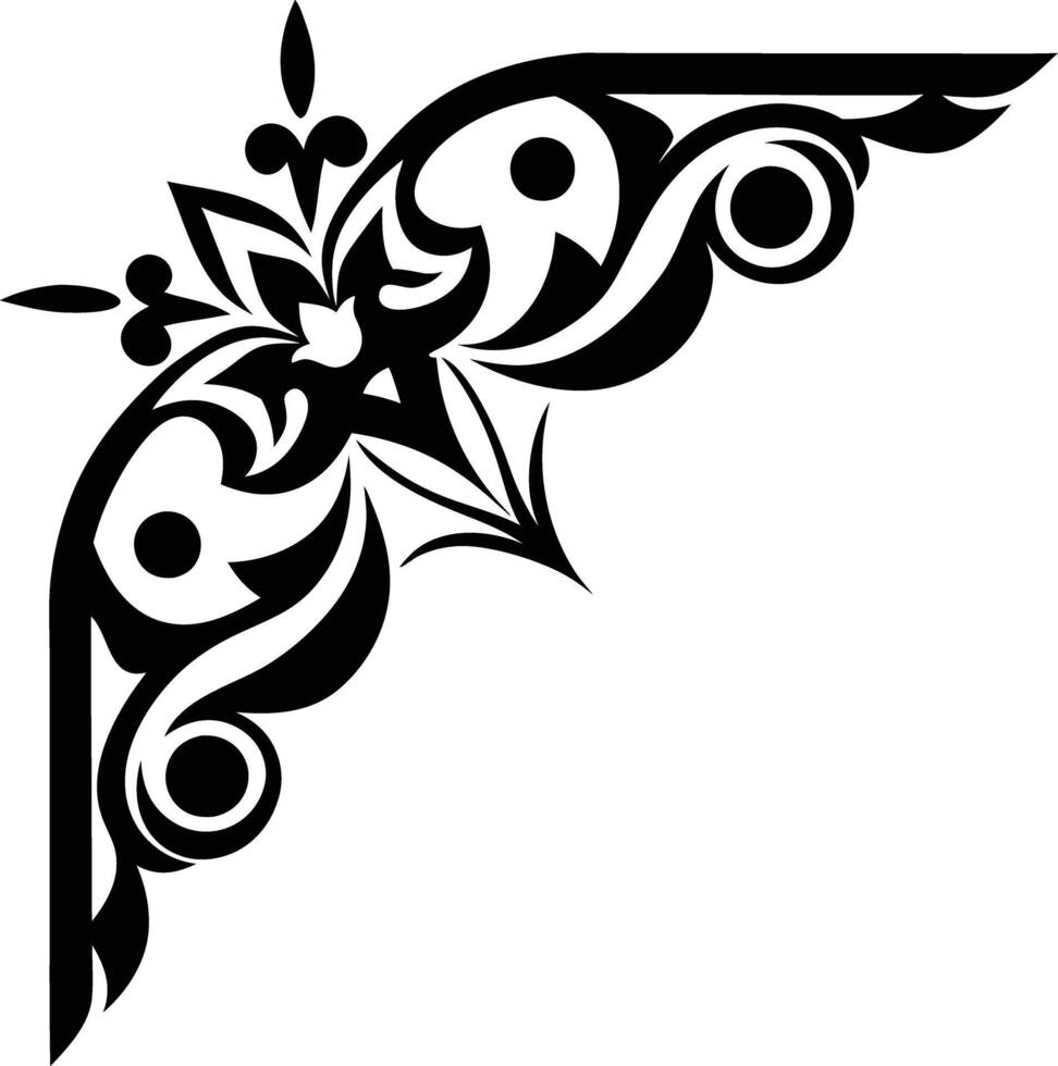 Abstract ornament Corner black and white illustration vector