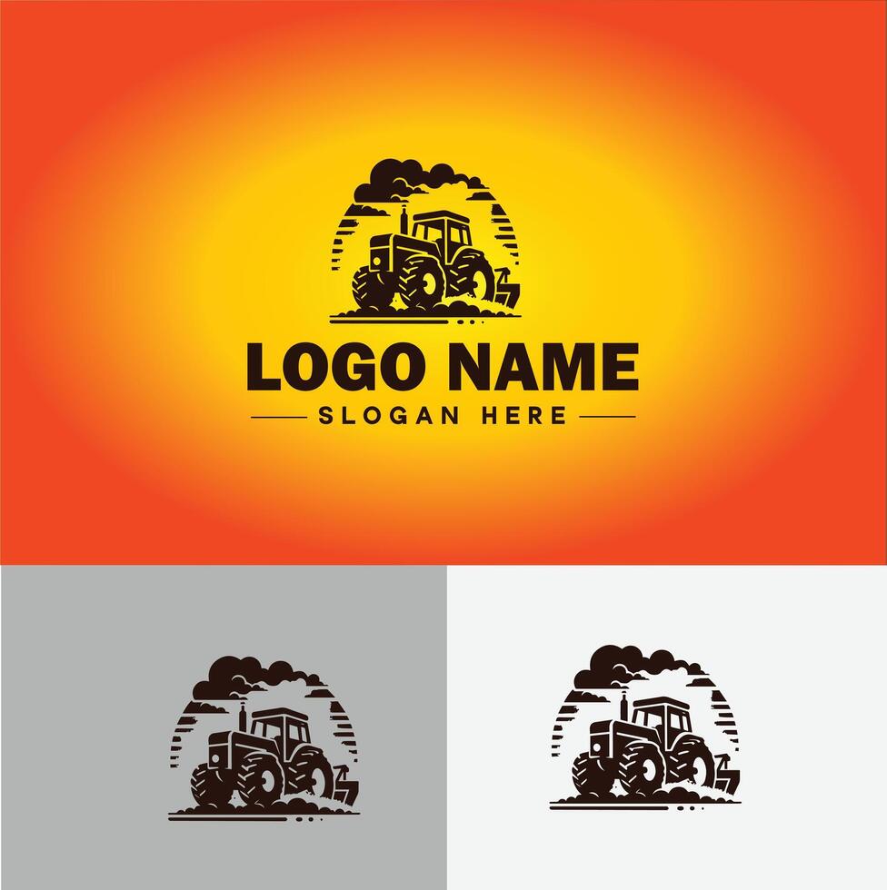 Tractor farm agriculture logo icon for business brand app icon farm industries machinery Tractor logo template vector