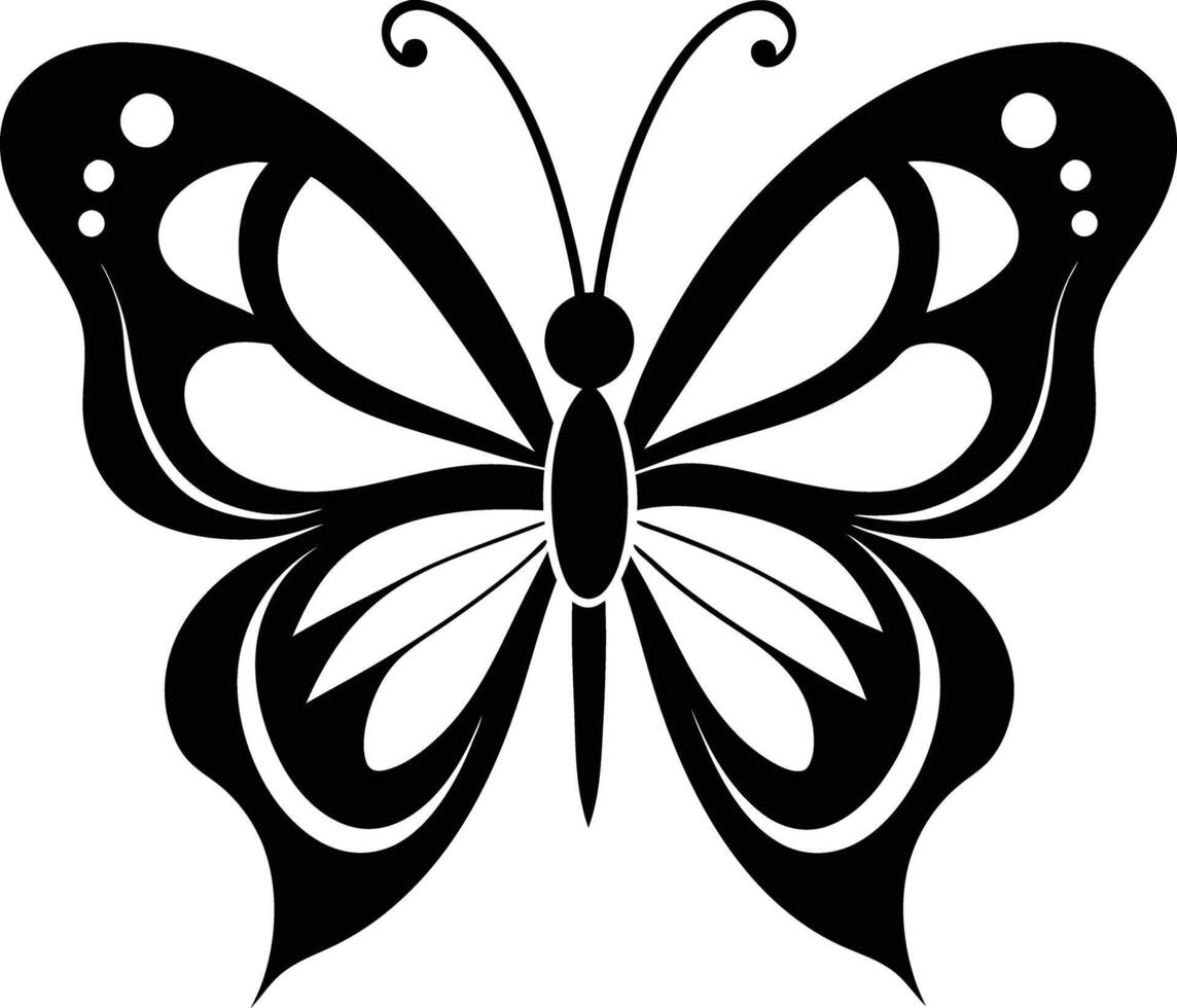 decorative butterfly illustration black and white vector