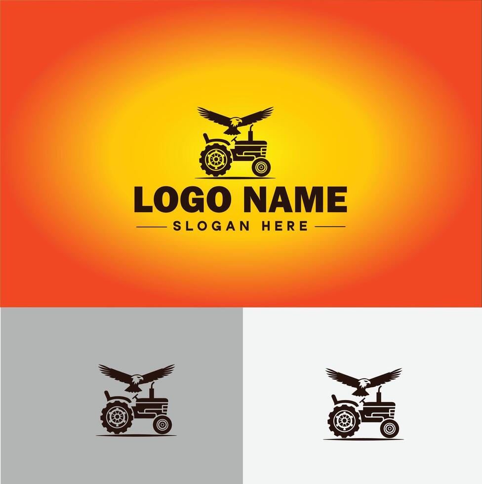 Tractor farm agriculture logo icon for business brand app icon farm industries machinery Tractor logo template vector