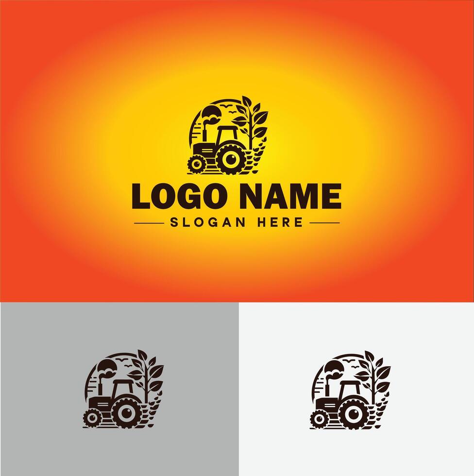 Tractor farm agriculture logo icon for business brand app icon farm industries machinery Tractor logo template vector