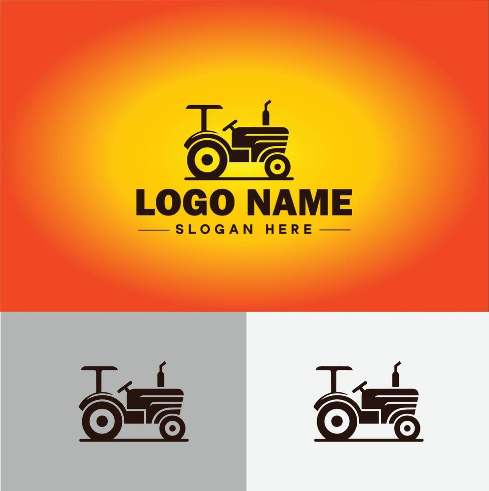 Tractor farm agriculture logo icon for business brand app icon farm industries machinery Tractor logo template vector