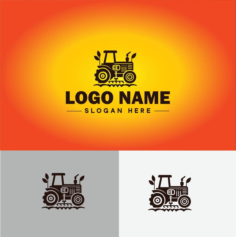 Tractor farm agriculture logo icon for business brand app icon farm industries machinery Tractor logo template vector