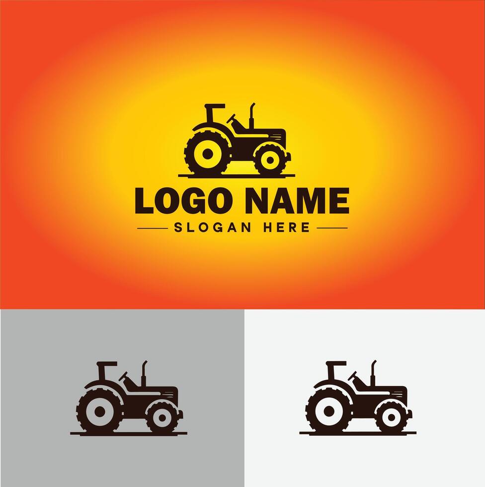 Tractor farm agriculture logo icon for business brand app icon farm industries machinery Tractor logo template vector