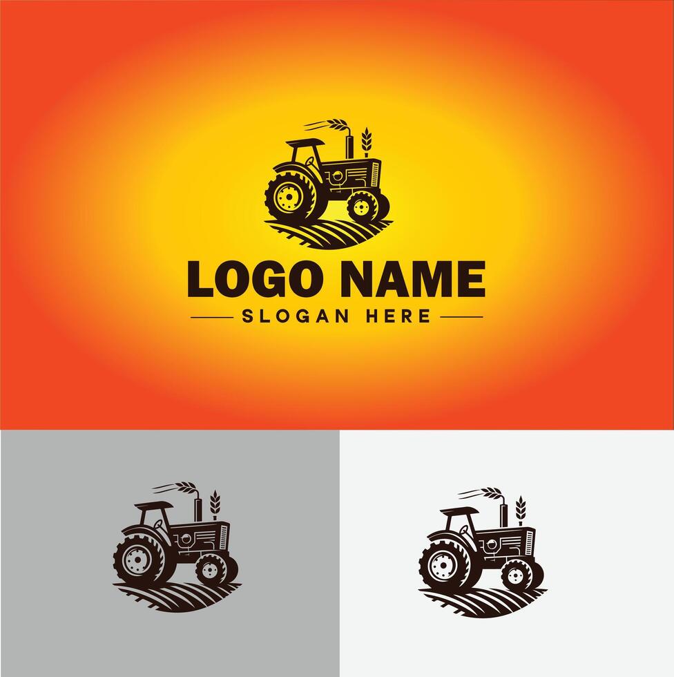 Tractor farm agriculture logo icon for business brand app icon farm industries machinery Tractor logo template vector