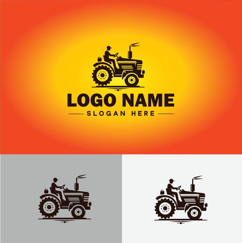 Tractor farm agriculture logo icon for business brand app icon farm industries machinery Tractor logo template vector