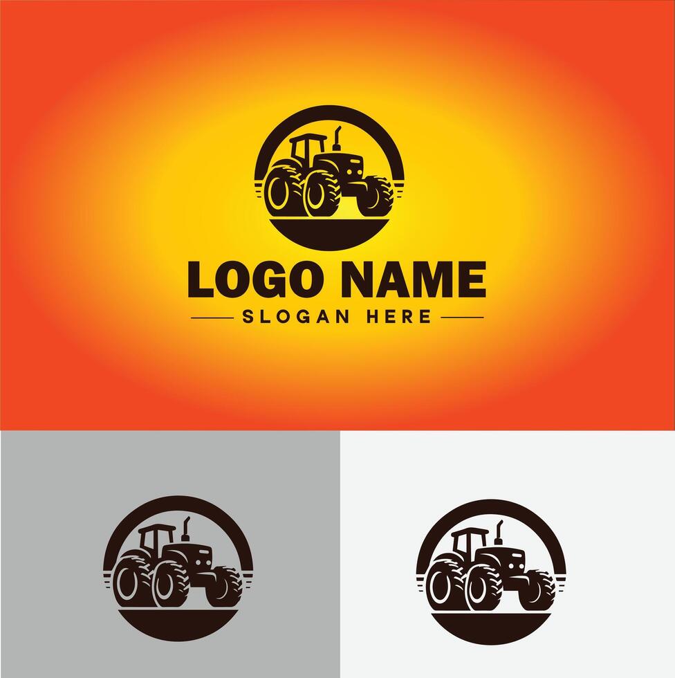 Tractor farm agriculture logo icon for business brand app icon farm industries machinery Tractor logo template vector