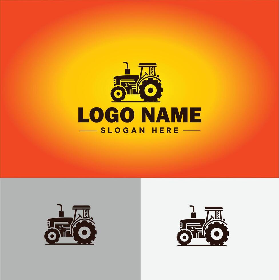 Tractor farm agriculture logo icon for business brand app icon farm industries machinery Tractor logo template vector