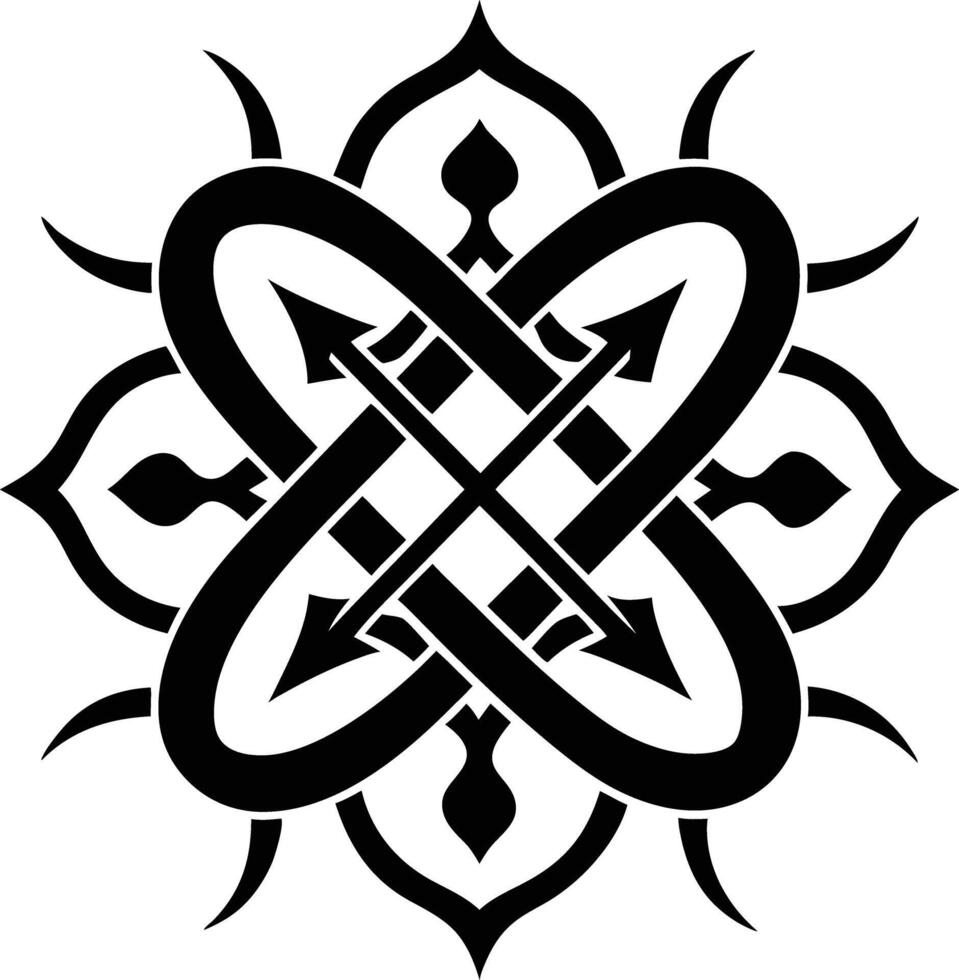 calligraphic pattern illustration black and white vector