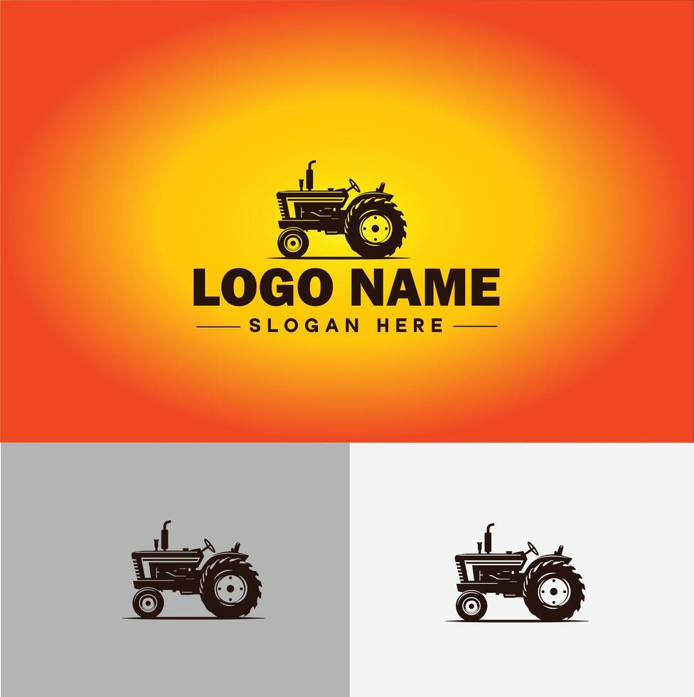 Tractor farm agriculture logo icon for business brand app icon farm industries machinery Tractor logo template vector