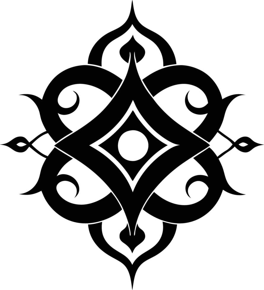 A Black and white symmetrical calligraphic pattern illustration vector
