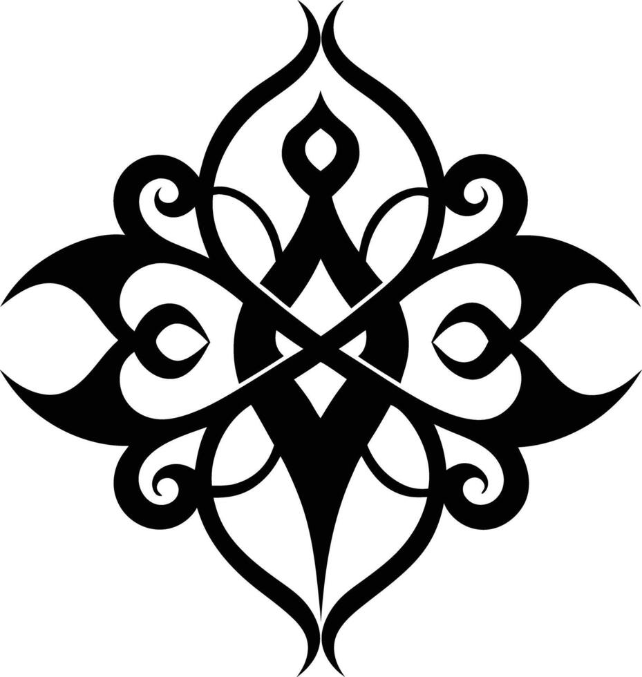 A Black and white symmetrical calligraphic pattern illustration vector
