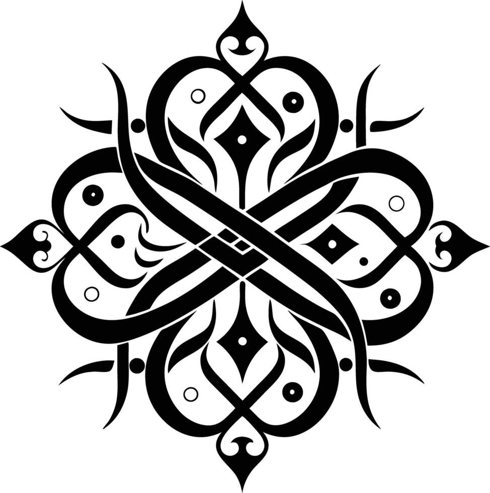 A Black and white symmetrical calligraphic pattern illustration vector