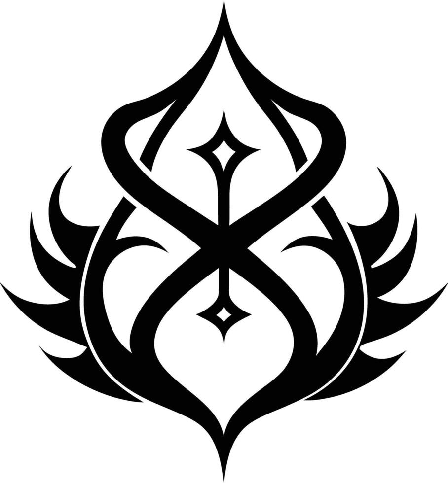 A Black and white symmetrical calligraphic pattern illustration vector