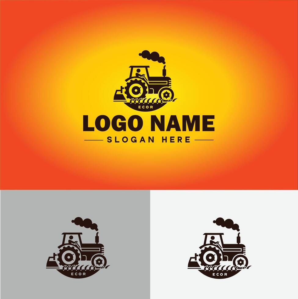 Tractor farm agriculture logo icon for business brand app icon farm industries machinery Tractor logo template vector