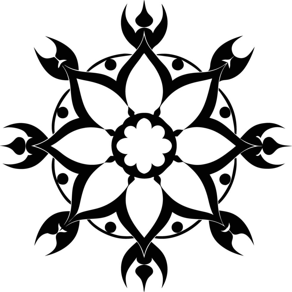 A Black and white symmetrical calligraphic pattern illustration vector