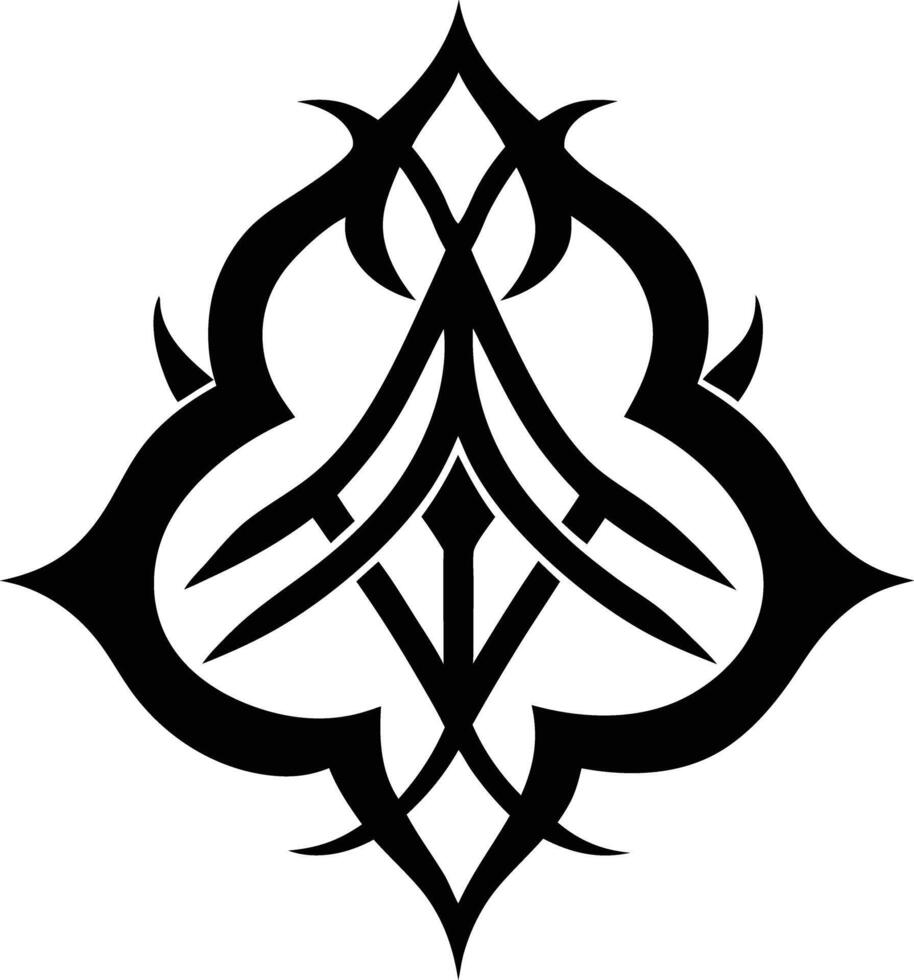A Black and white symmetrical calligraphic pattern illustration vector