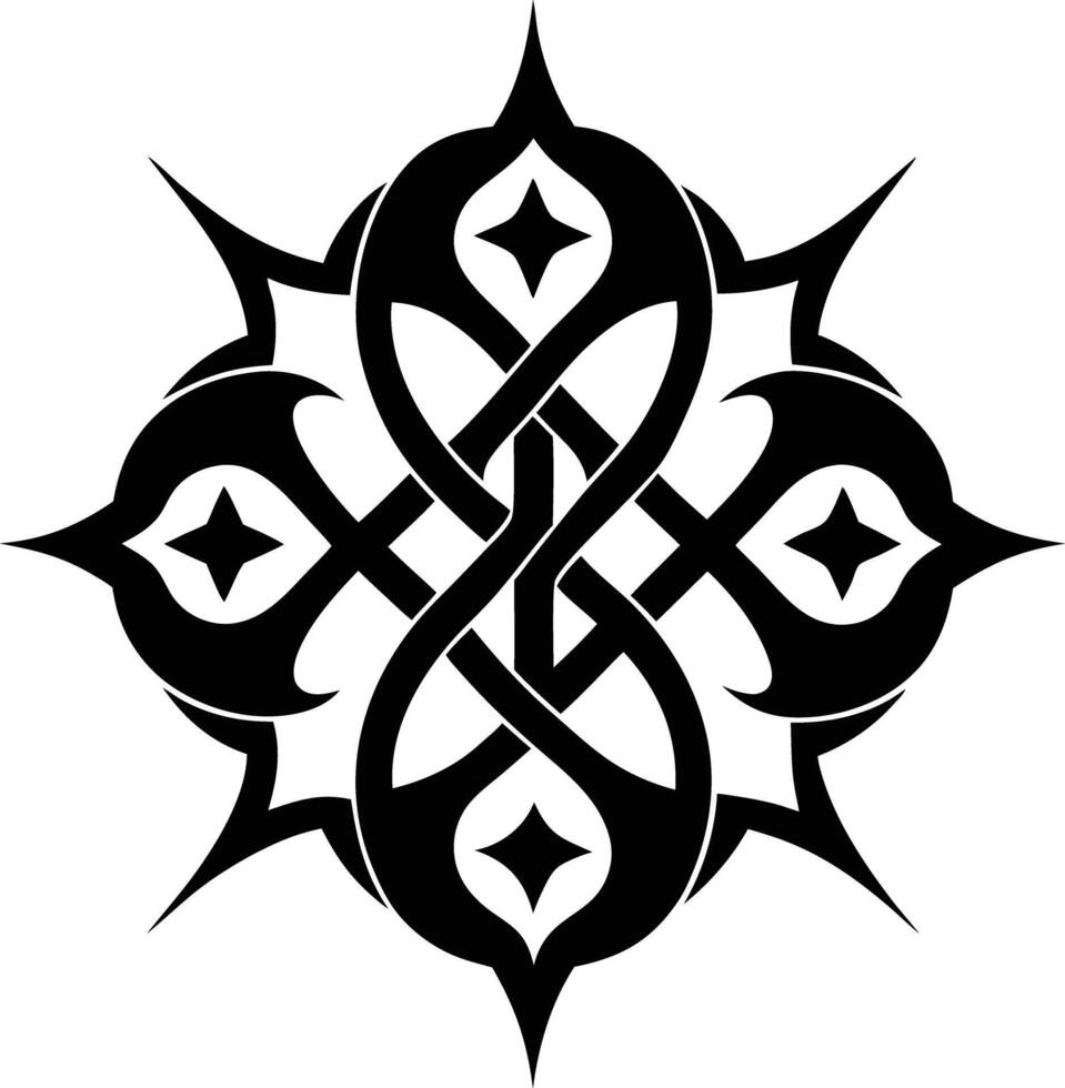 A Black and white symmetrical calligraphic pattern illustration vector