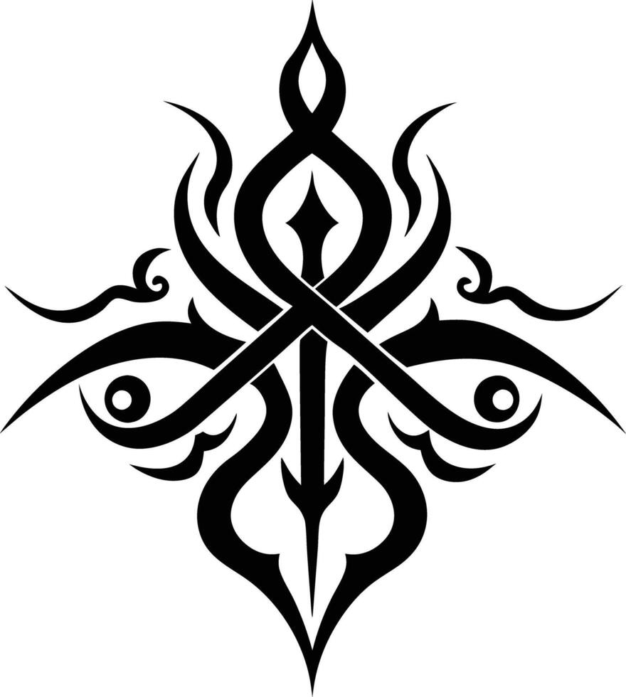 A Black and white symmetrical calligraphic pattern illustration vector