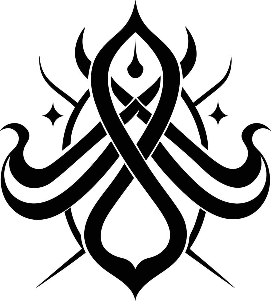 A Black and white symmetrical calligraphic pattern illustration vector
