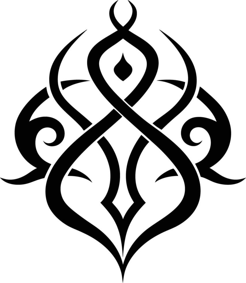 A Black and white symmetrical calligraphic pattern illustration vector