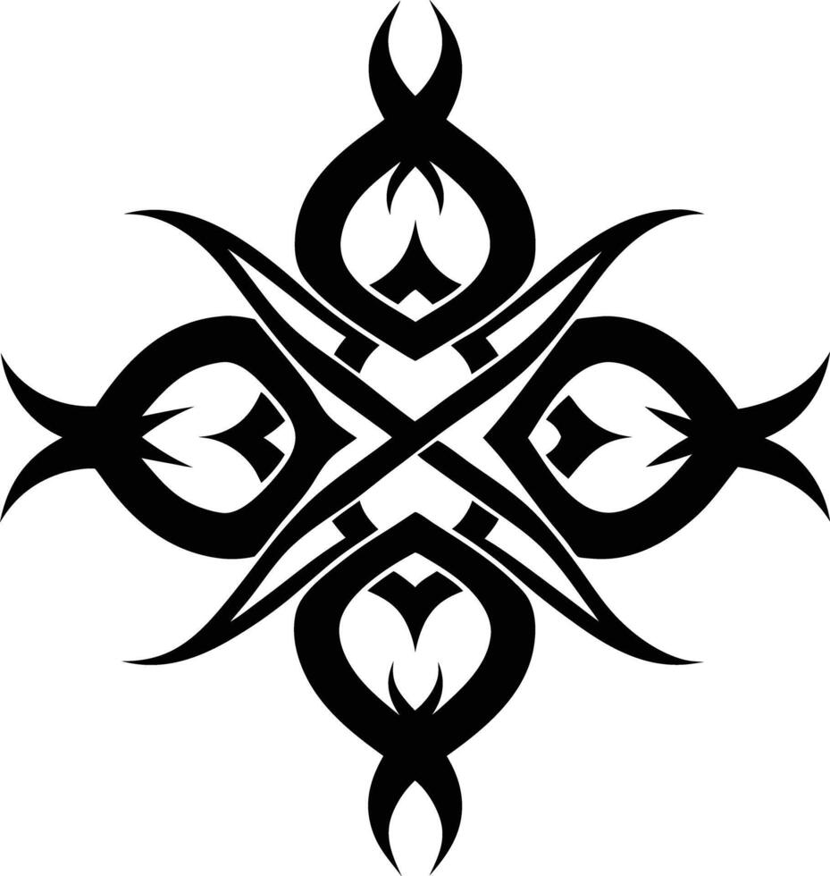 A Black and white symmetrical calligraphic pattern illustration vector