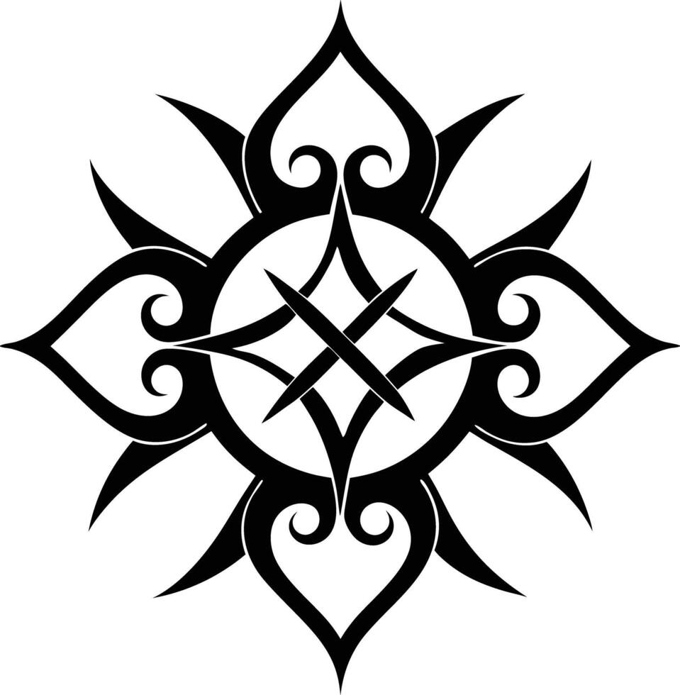 A Black and white symmetrical calligraphic pattern illustration vector