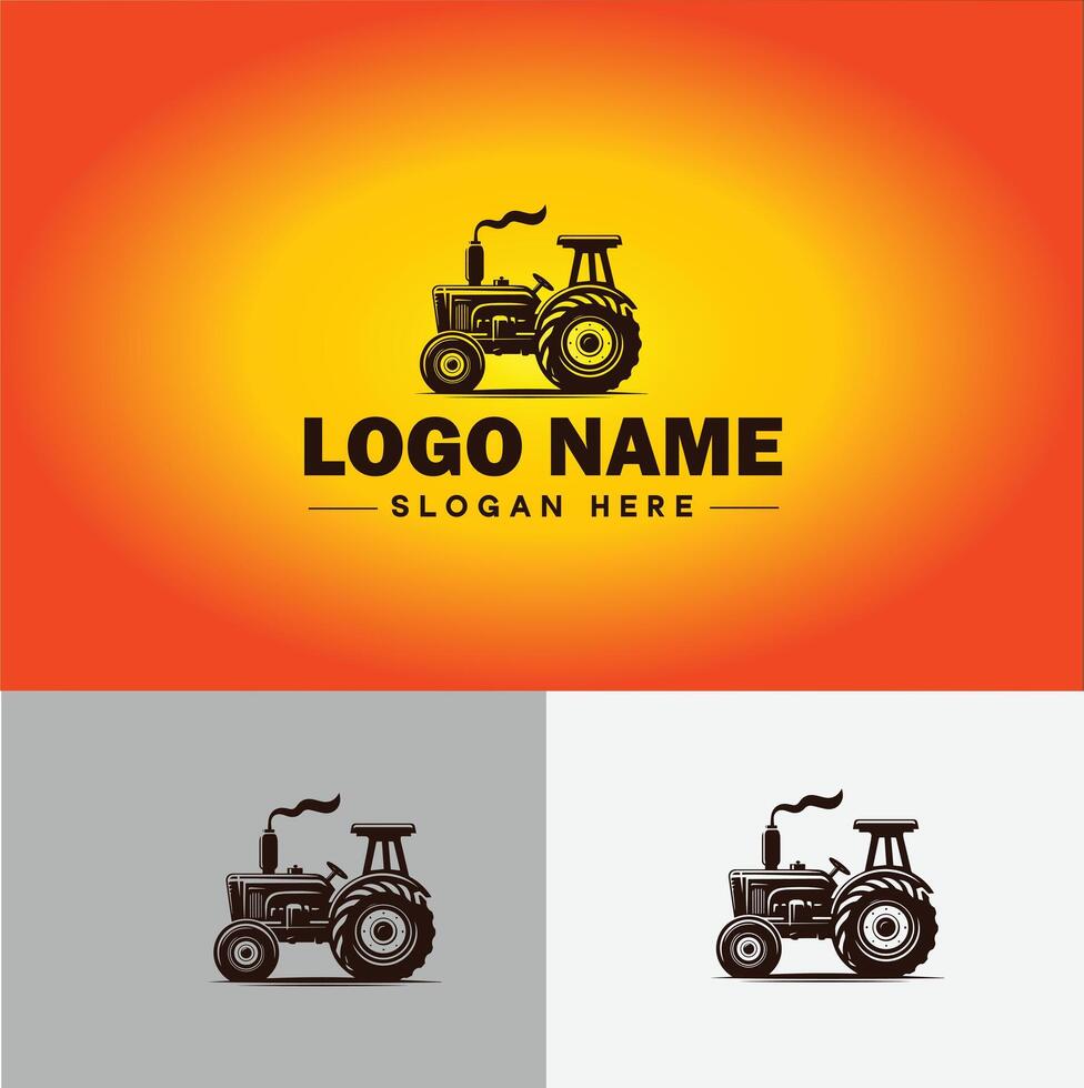 Tractor farm agriculture logo icon for business brand app icon farm industries machinery Tractor logo template vector