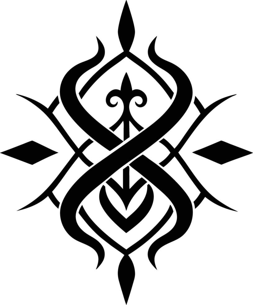 A Black and white symmetrical calligraphic pattern illustration vector