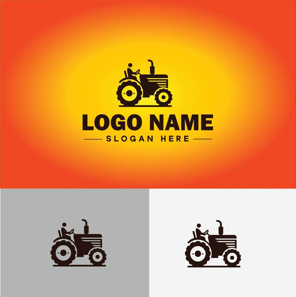 Tractor farm agriculture logo icon for business brand app icon farm industries machinery Tractor logo template vector