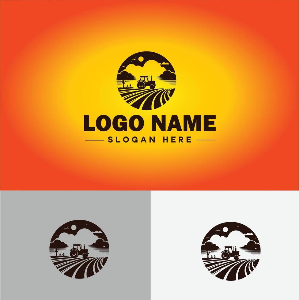 Tractor farm agriculture logo icon for business brand app icon farm industries machinery Tractor logo template vector