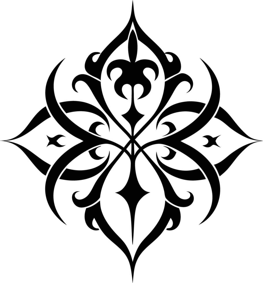calligraphic pattern illustration black and white vector