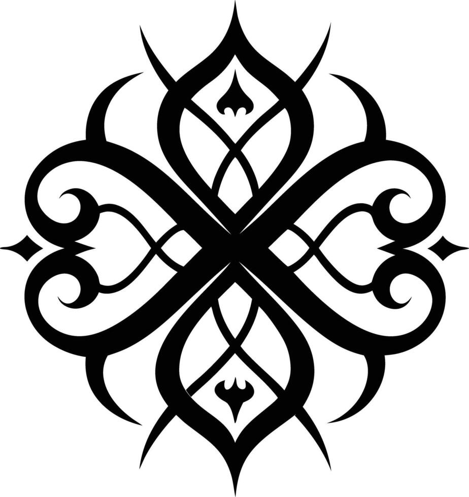 calligraphic pattern illustration black and white vector