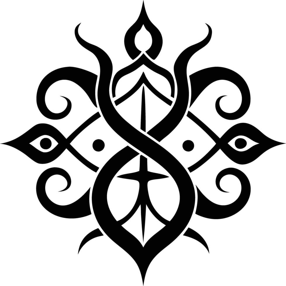 calligraphic pattern illustration black and white vector