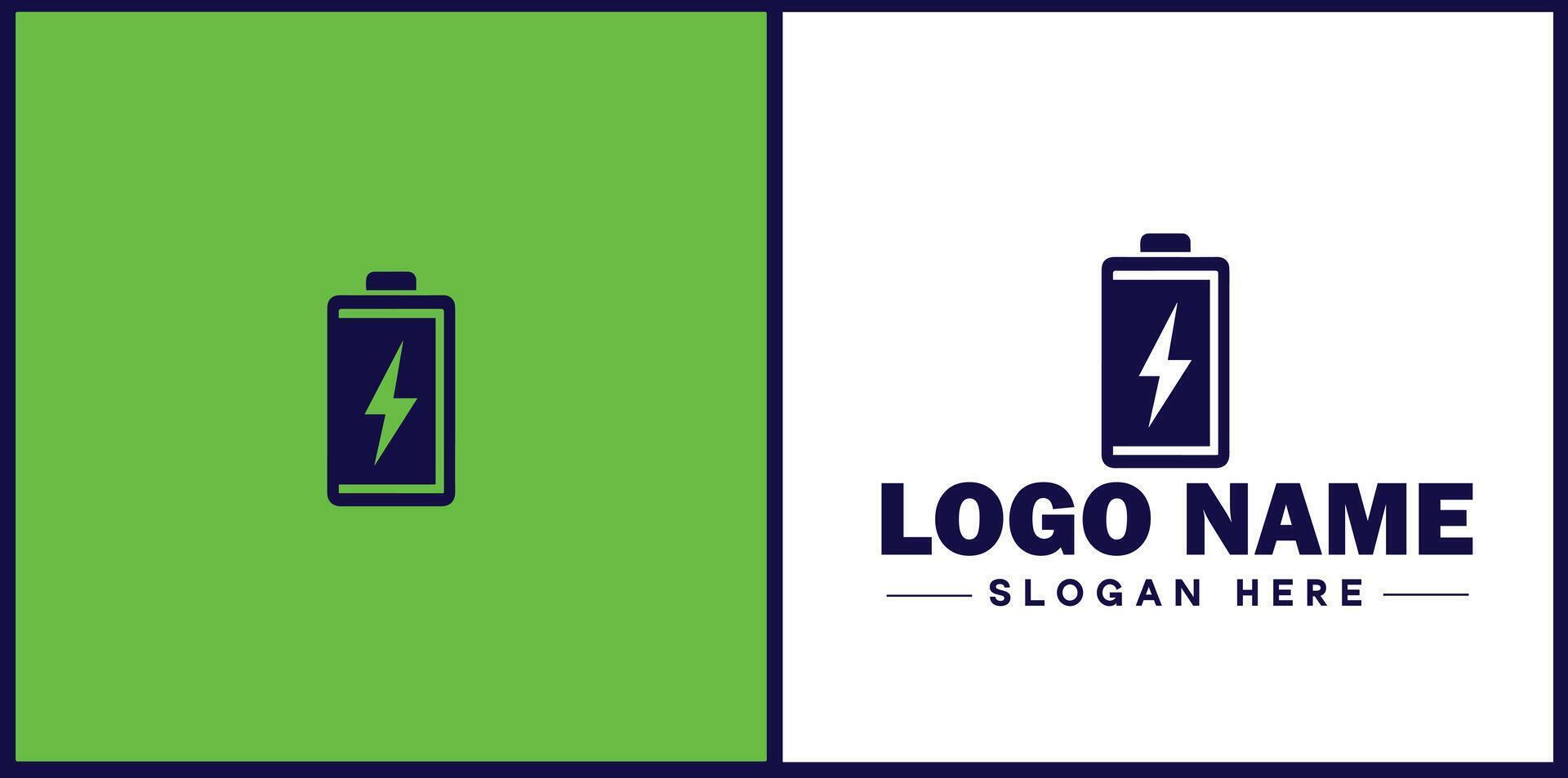 Battery logo icon for business brand app icon power charging bolt electric recharge battery logo template vector