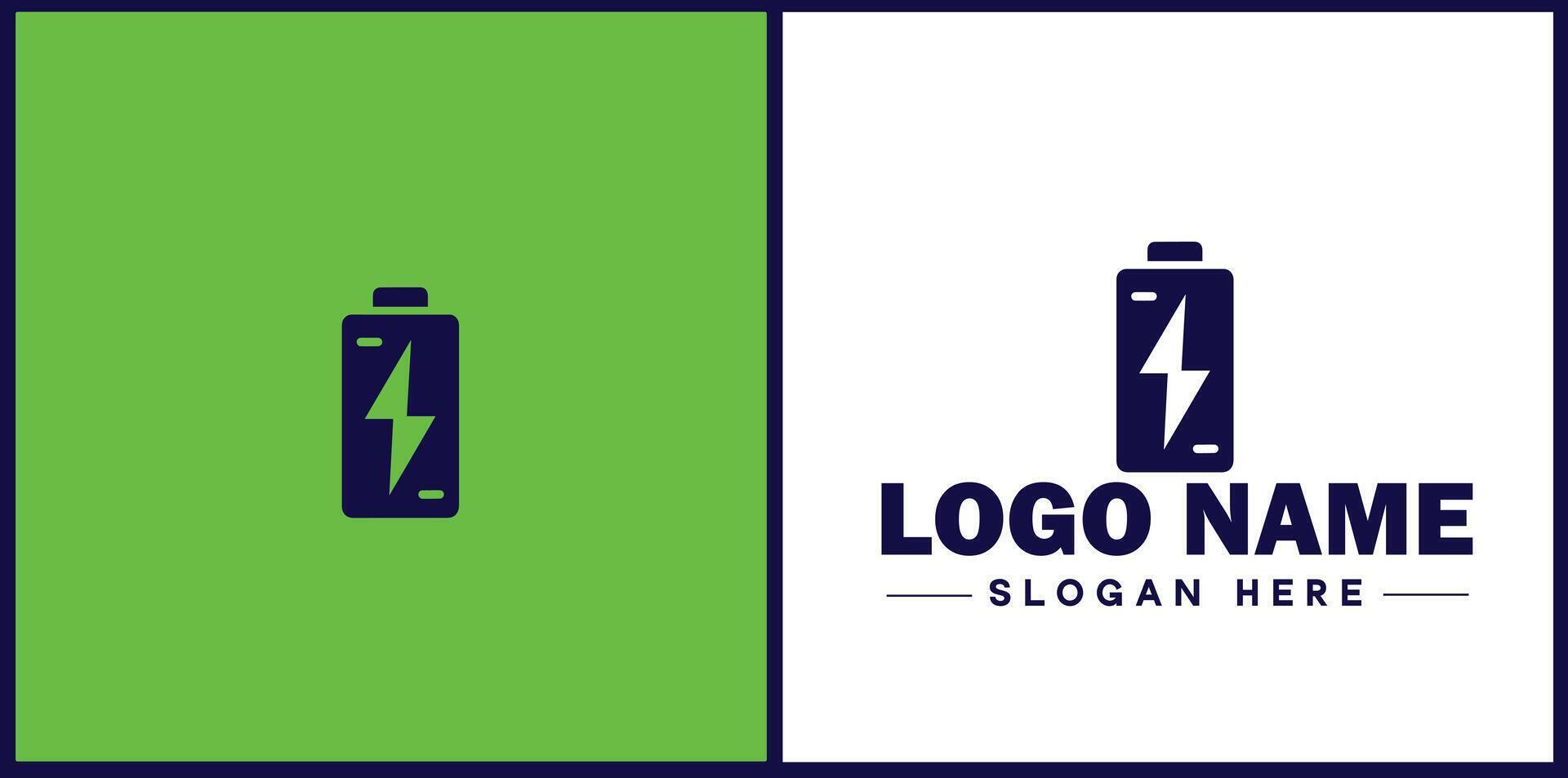 Battery logo icon for business brand app icon power charging bolt electric recharge battery logo template vector