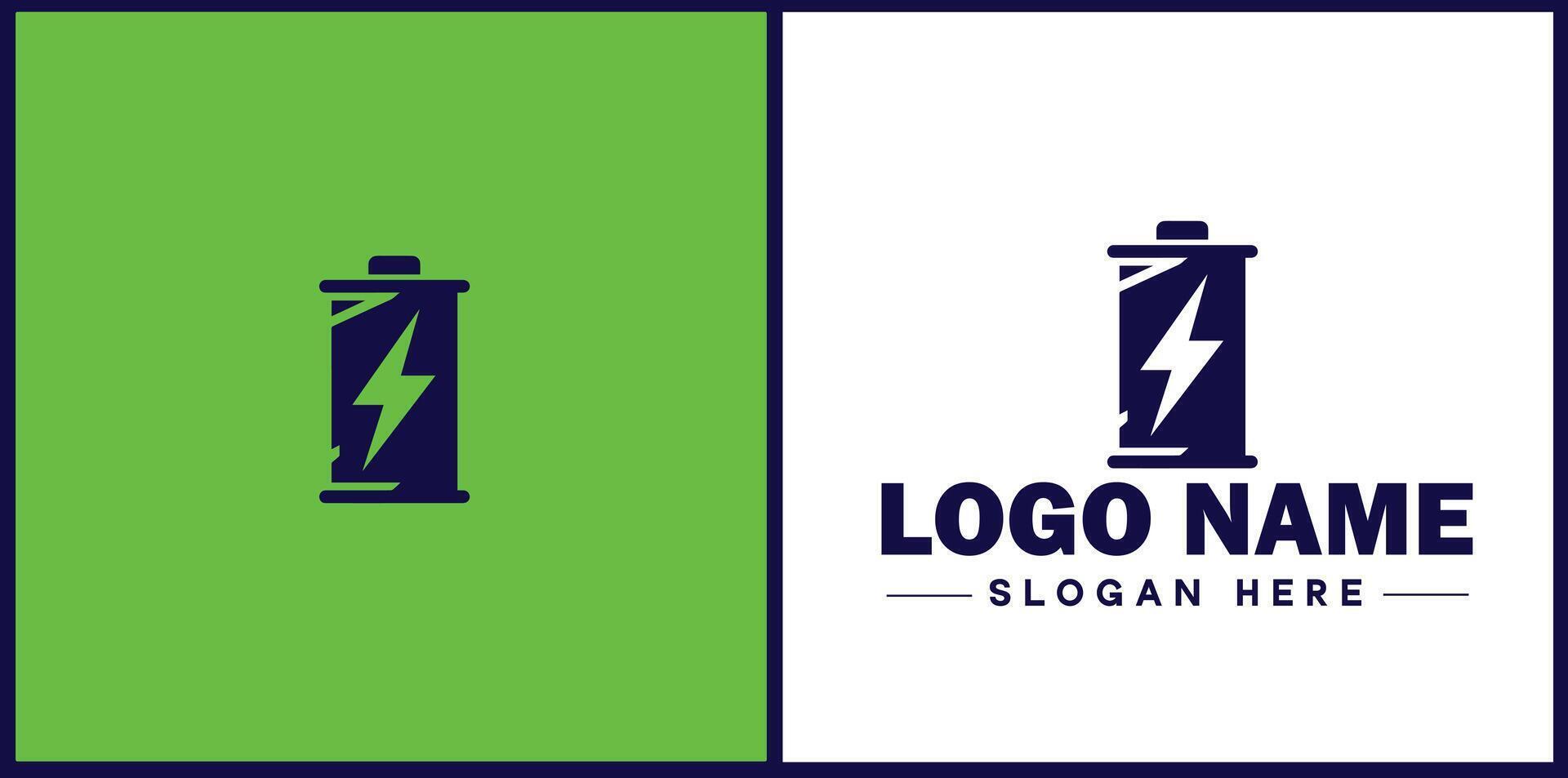 Battery logo icon for business brand app icon power charging bolt electric recharge battery logo template vector