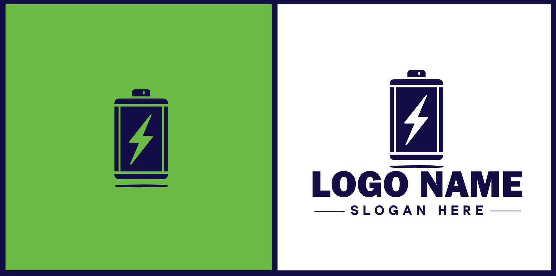 Battery logo icon for business brand app icon power charging bolt electric recharge battery logo template vector